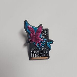 Kentucky Derby Festival Hot Pink Pegasus Lapel Hat Pin - 25 Years 1973-1997